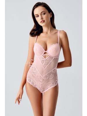 Push Up Dantel Detaylı Bodysuit C15097 Pudra
