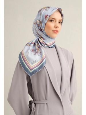 Armine Tivil İpek Eşarp 9316 - 36 Mavi Karışık Desen