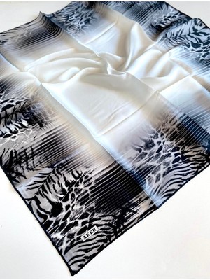 Aker Sura İpek Eşarp 8663701 - 312 47519 Beyaz Leopar Desen