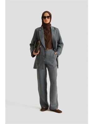 Armine Önü Dikişli Cupra Palazzo Pantolon 25YD4246-2 İndigo