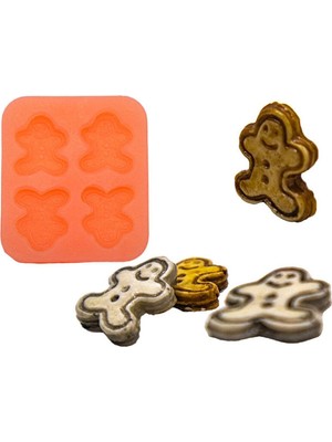 4'lü Kurabiye Adam Silikon Mum Kalıbı M-224