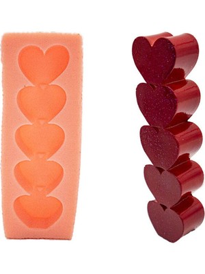 Şerit Kalpli Silikon Mum Kalıbı 3.7 x 14.5  cm