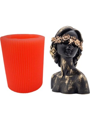 Dantelli Gözleri Bağlı Kadın Silikon Mum Kalıbı 9 x 6  cm