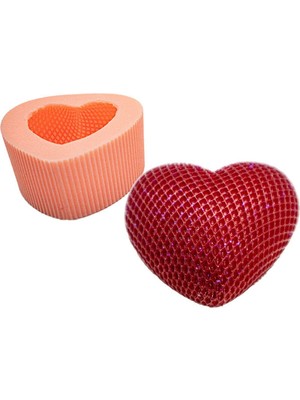 Desenli Orta Boy Kalp Silikon Mum Kalıbı