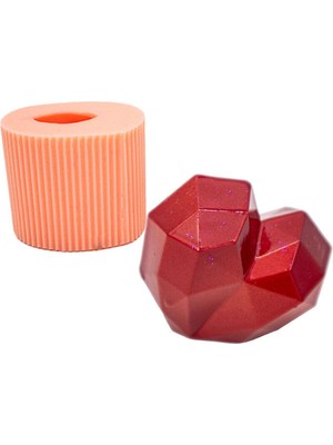 Geometrik Şekilli Kalp Silikon Mum Kalıbı