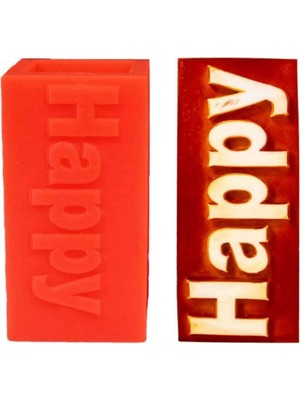 Happy Yazılı Silikon Mum Kalıbı 5.5 x 12  cm