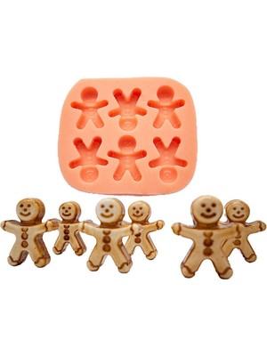 6'lı Kurabiye Adam Silikon Mum Kalıbı