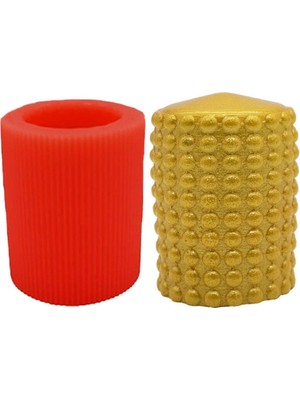 Silindir Kabarcıklı Silikon Mum Kalıbı 6 x 8.5  cm