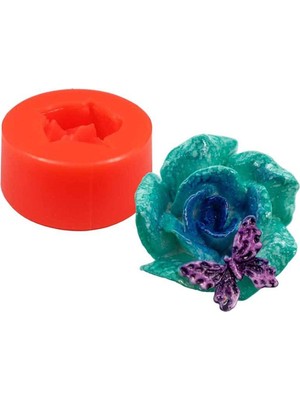 Kelebekli Gül Silikon Mum Kalıbı