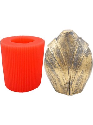 Şeritli Oval Silikon Mum Kalıbı 9 x 7  cm