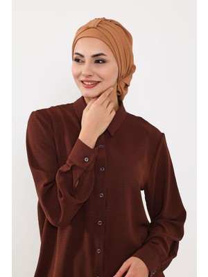 Ayşe Tasarım Pratik Kullanışlı Hazır Türban,Camel,HT-90