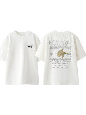 Pink Floyd Hey You Tasarım Sırt Baskılı Pamuk Beyaz Oversize T-Shirt