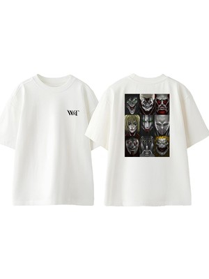 Attack On Titan 14 Tasarım Sırt Baskılı Pamuk Beyaz Oversize T-Shirt