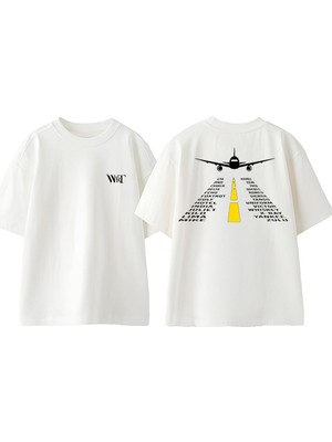 Airplane Pilot Flying Tasarım Sırt Baskılı Pamuk Beyaz Oversize T-Shirt
