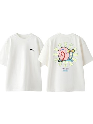 Gary Japon Tasarım Sırt Baskılı Pamuk Beyaz Oversize T-Shirt