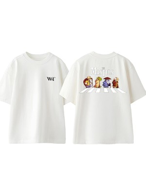 The Masters Tasarım Sırt Baskılı Pamuk Beyaz Oversize T-Shirt
