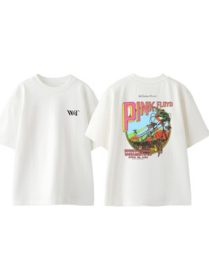 Pink Floyd Sacramento Tasarım Sırt Baskılı Pamuk Beyaz Oversize T-Shirt