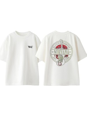 Seattle Washıngton Nırvana Tasarım Sırt Baskılı Pamuk Beyaz Oversize T-Shirt