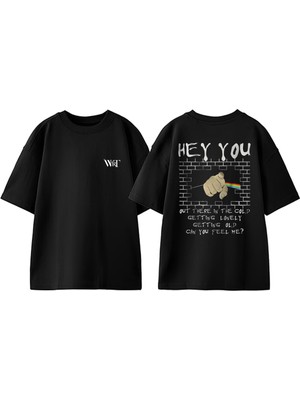 Pink Floyd Hey You Tasarım Sırt Baskılı Pamuk Siyah Oversize T-Shirt
