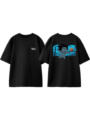 Nirvana Son Goku Tasarım Sırt Baskılı Pamuk Siyah Oversize T-Shirt