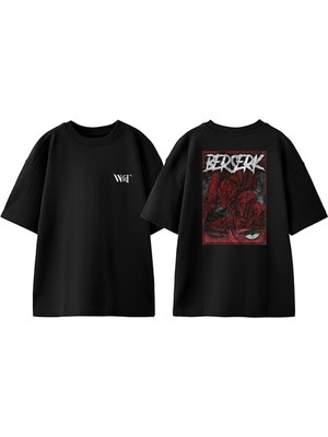 Berserk Eye Poster Tasarım Sırt Baskılı Pamuk Siyah Oversize T-Shirt