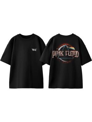 Pink Floyd Vintage Tasarım Sırt Baskılı Pamuk Siyah Oversize T-Shirt