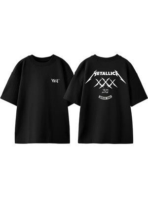 Metallica 30 1981 Tasarım Sırt Baskılı Pamuk Siyah Oversize T-Shirt
