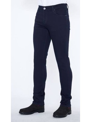 Erkek Kot Pantalon Batal Mavi Fermuarlı Ince Kumaş Yüksek Bel Geniş Paça