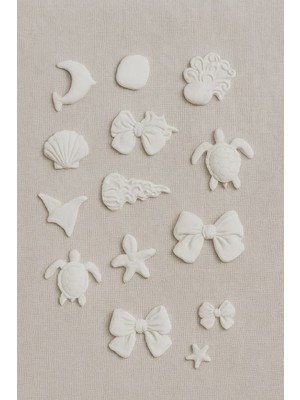 El Yapımı 2×5 cm Deniz Objeleri ve Kurdele Figürlü Dekoratif Mini Taş Seti