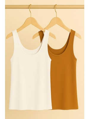 2 Adet A Kesim Rahat Kalıp Basic Kalın Askılı Atlet Tişört