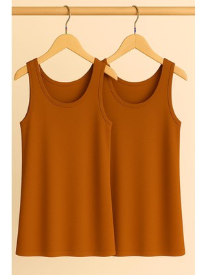 2 Adet A Kesim Rahat Kalıp Basic Kalın Askılı Atlet Tişört