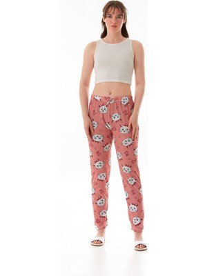 Kedi Baskılı Pijama Altı