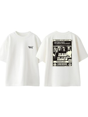 Pink Floyd Kirkwood Tasarım Sırt Baskılı Pamuk Beyaz Oversize T-Shirt
