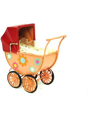 Dekoratif Metal Bebek Arabası Biblo Vintage Hediyelik