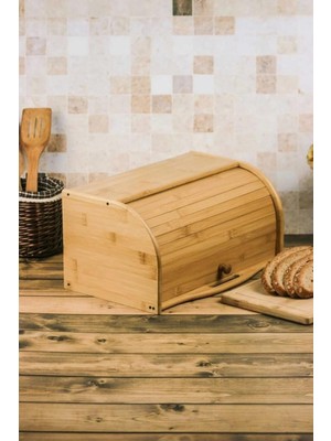 Rom Bambu Lüks Panjur Kapaklı Büyük Ekmek Dolabı, Bambu Ekmek Kutusu Ekmek Dolabı, Ekmek Sepet