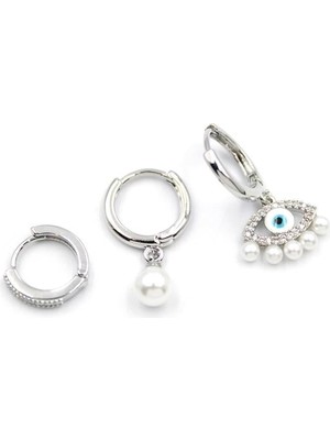 3'lü Göz Küpe - Gümüş