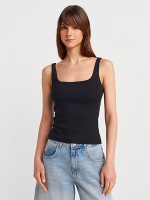 Dilvin 21057 Siyah Askılı Atlet %95 Pamuk Hafif Tasarım Rahat Kalıp Kadın İçin