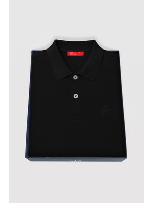 Ds Damat Slim Fit Siyah Kutulu Polo Yaka T-Shirt 4HC14ORTKPLO1