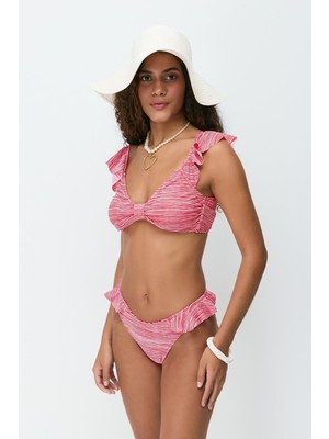 Fırfırlı Bikini Takım 3269 Kırmızı