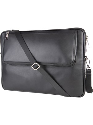 2k S.deri Laptop Çantası,tablet Çantası,14'' Inç,vegan,omuz ve Valiz Askılı,aksesuar ve Evrak Cepli,25.5*36*2 Cm.,siyah