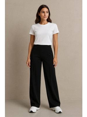 Modal Kumaş Çimalı Kadın Eşofman Altı Siyah