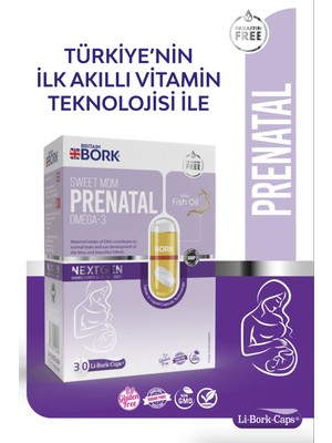 Britain Bork Prenatal 30 Likit Kapsül Omega3 Biotin Iyot Methyl Folat İçeren Vitamin
