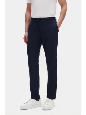 Ds Damat Slim Fit Açık Lacivert Beli Lastikli Ipli Fermuarlı Likralı Rahat Jogger Pantolon 2HC03ORTJGR01