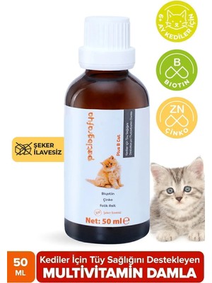 Plus B Kediler Için Tüy Dökümünü Azaltan, Besleyen Tüy Sağlığı Damlası Kedi Tüy Döküm Önleyici 50 ml