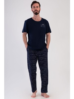 Erkek Kısa Kol Lacivert Pijama Takım C0T3N1O804