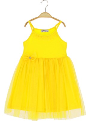 Kız Çocuk Elbise Tüllü Taç Tokalı