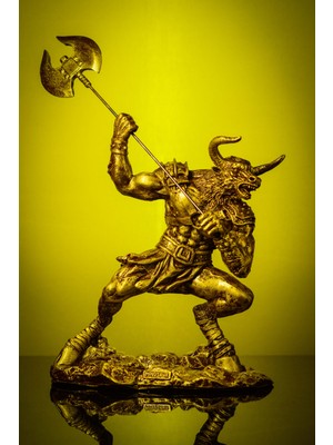 Narçiçeği Takı ve Hediyelik Özel Tasarım Büyük Boy Minotor Minotauros Altın / Bronz Heykel Biblo