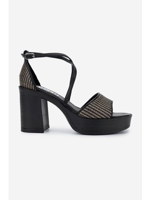 Valmenti Kadın Deri & Tekstil Topuklu Sandalet 1141 785 Cecılıa 6-1 Byn Sndlt Y25 Beıge Black