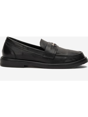 Dericlub Kadın Kalın Taban Loafer Ayakkabı Gerçek Deri Rc 40220 Siyah