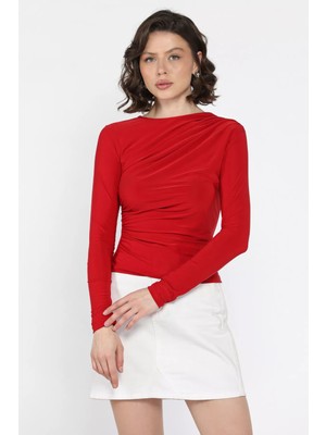 Gülseli Kadın Bel ve Omuz Drapeli Bluz P-00016611